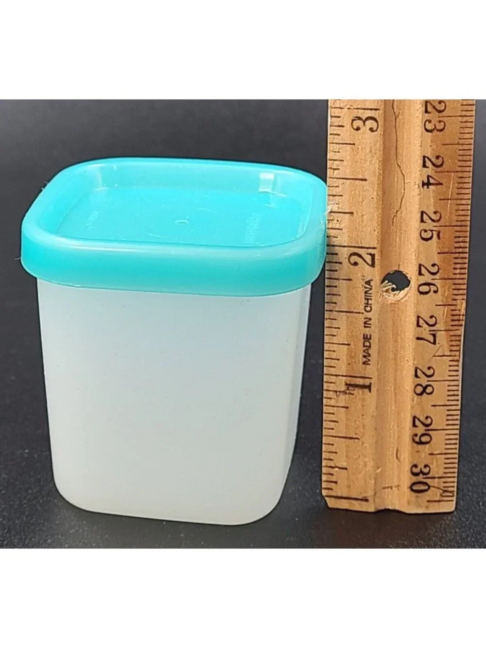 Set of 4 Mini Square Containers 2068A-9 Clear/Turquoise 80ml New